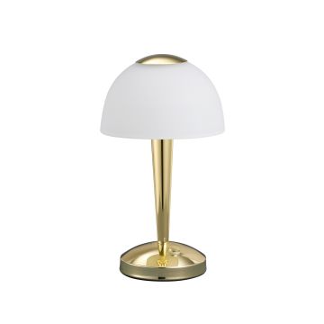 Ventura Lamp.Tavolo Led Ott.Sat. Cupola Ve.H28 Trio Ottone antico