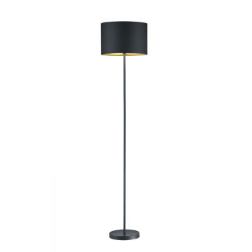 Hostel Piantana Paralume Tessuto Nero Interno Oro H.160Cm, D.35Cm Trio Nero