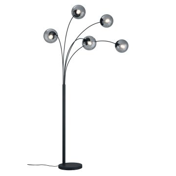 Balini Piantana Ad Arco Sfere Vetro Fume' E Metallo Antracite 5 Luci H. 180Cm Trio Antracite