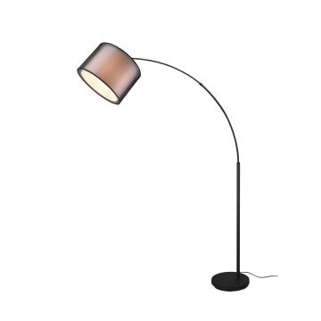 Burton Piantana Ad Arco Metallo Nero Paralume Bianco E Diffusore Esterno Traforato Nero H. 171Cm Trio Nero