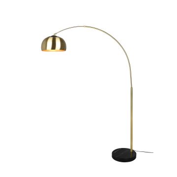Argentina Piantana Ad Arco Metallo Ottone E Nero E Base Marmo Nera H. 200Cm Trio Ottone antico