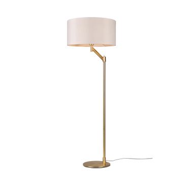 Cassio Piantana Metallo Ottone Con Paralume Bianco H. 153,3Cm Trio Ottone antico