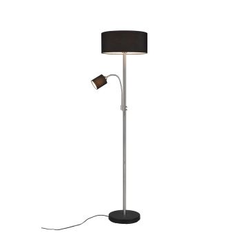 Motel Piantana Metallo Acciaio Con Lampada Da Lettura Con Paralumi Neri E Bianchi Interruttori Separati H. 170Cm Trio 