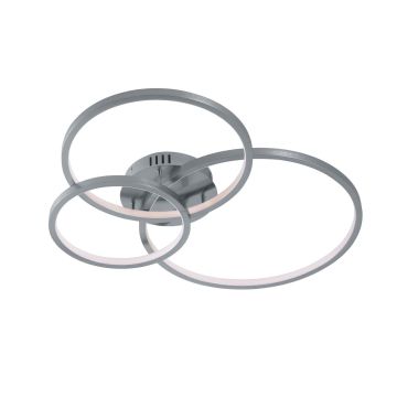 Aaron Plafoniera Led Acciaio Satinato 3 Anelli Con Tecnologia " Wiz " Multifunzione D. 78Cm Trio 
