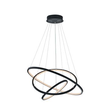 Aaron Sospensione Led Antracite 3 Anelli Con Tecnologia " Wiz " Multifunzione D. 80Cm Trio Antracite