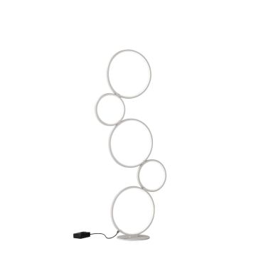 Rondo Piantana Led 5 Cerchi Metallo Bianco Opaco Con Varialuce H. 115Cm Trio Bianco
