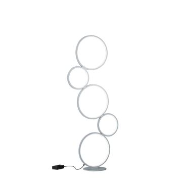 Rondo Piantana Led 5 Cerchi Metallo Argento Con Varialuce H. 115Cm Trio Argento