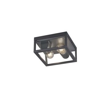 Garonne Plafoniera Da Esterno Doppia Lampadina Fusione Di Alluminio Antracite E Vetro Trasparente Ip44 24X24Cm Trio 