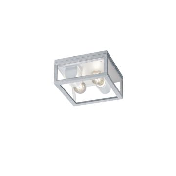 Garonne Plafoniera Da Esterno Doppia Lampadina Fusione Di Alluminio Zinco E Vetro Trasparente Ip44 24X24Cm Trio 