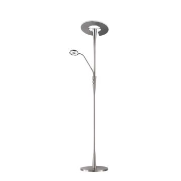 Quebec Piantana Led Con Lamp.Lettura Acciaio Orient. Dimmer.+Luce Freddacalda H. 180 Trio Grigio cenere