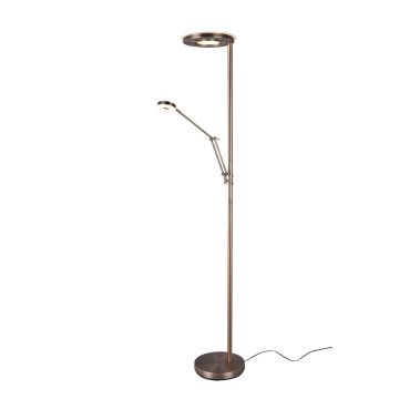 Barrie Piantana Led Con Lampada Da Lettura Ottone Satinato Con Regolazione Intensita' E Luce Calda E Fredda H. 180Cm Trio Ottone antico
