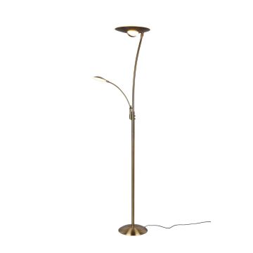 Granby Piantana Led Metallo Ottone Anticato Con Luce Da Lettura Con Interruttori Touch Separati Regolazione Intensita' E Temperatura Di Colore H. 180Cm Trio Ottone antico