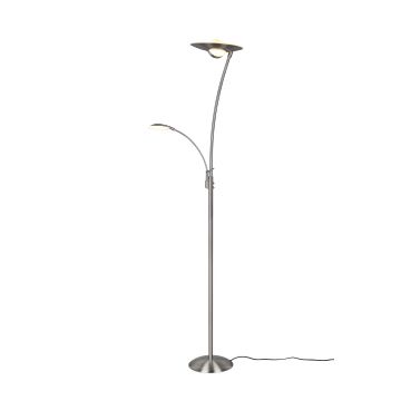 Granby Piantana Led Metallo Acciaio Con Luce Da Lettura Con Interruttori Touch Separati Regolazione Intensita' E Temperatura Di Colore H. 180Cm Trio 
