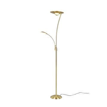 Granby Piantana Led Metallo Ottone Con Luce Da Lettura Con Interruttori Touch Separati Regolazione Intensita' E Temperatura Di Colore H. 180Cm Trio Ottone antico