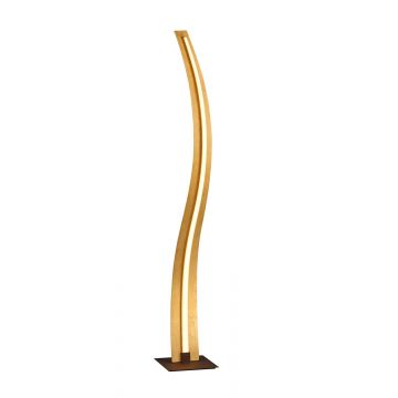 Salerno Piantana Metallo Onda Foglia Oro E Ruggine H. 130Cm Trio Oro
