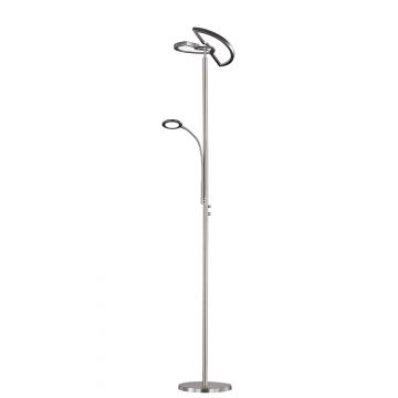 Split Piantana Led Con Lamp.Lettura Acciaio Orient. Dimmer.+Luce Freddacalda H. 180 Trio Grigio cenere