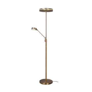 Franklin Piantana Led Con Lampada Lettura Metallo Ottone Invecchiato Con Regolazione Intensita' Touch Dimmer + Regolazione Luce Calda, Naturale E Fredda E Funzione Memorizzazione H. 180Cm Trio Ottone antico