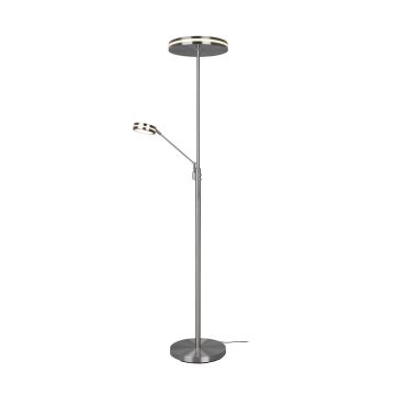 Franklin Piantana Led Con Lampada Lettura Metallo Acciaio Con Regolazione Intensita' Touch Dimmer + Regolazione Luce Calda, Naturale E Fredda E Funzione Memorizzazione H. 180Cm Trio Grigio cenere