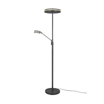 Franklin Piantana Led Con Lampada Lettura Metallo Antracite Con Regolazione Intensita' Touch Dimmer + Regolazione Luce Calda, Naturale E Fredda E Funzione Memorizzazione H. 180Cm Trio Antracite