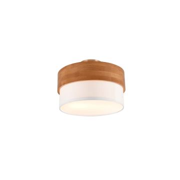 Seasons Plafoniera Legno Naturale E Paralume Bianco D. 30Cm Trio 