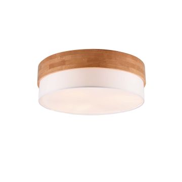 Seasons Plafoniera Legno Naturale E Paralume Bianco D. 50Cm Trio 