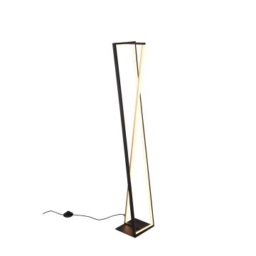 Edge Piantana Led Rettangolare Nero E Ottone Satinato Con Regolazione Temperatura Di Colore E Dimmerazione Intensita' H. 124Cm Trio Nero
