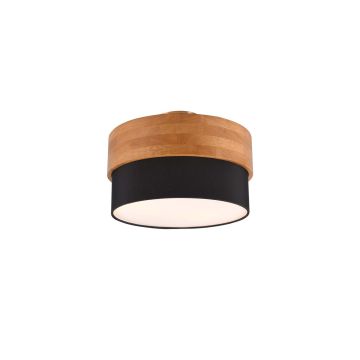 Seasons Plafoniera Legno Naturale E Paralume Nero D. 30Cm Trio 