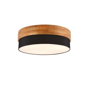 Seasons Plafoniera Legno Naturale E Paralume Nero D. 50Cm Trio 