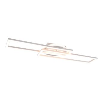 Twister Plafoniera Led Rettangolare Bianca Orientabile Con Base Illuminata Rotonda Con Telecomando Multifunzione L. 90Cm Trio 