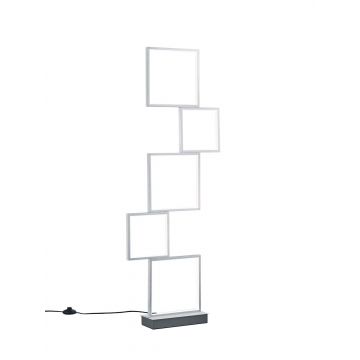 Sorrento Piantana Led 5 Quadrati Alluminio Satinato Con Regolazione Intensita' A Pedale H.124Cm Trio Gainsboro