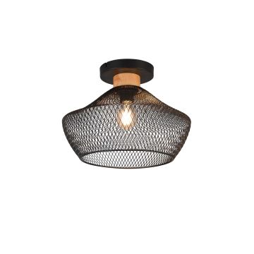 Valeria Plafoniera Metallo Gabbia Nera Con Particolare In Legno Naturale D. 35Cm Trio 