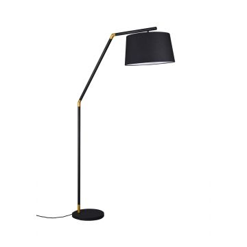 Tracy Piantana Metallo Nero Con Inserti Oro E Paralume Nero H. 175Cm D.40Cm Trio Nero