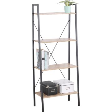 Tucson - Libreria In Legno E Metallo A 4 Ripiani - 60X32,5X148Cm Casa Collection Grigio 25%