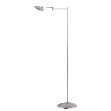 Kazan Piantana Led Doppio Braccio Snodabile Acciaio Satinato Con Dimmer A Sensore H.120Cm, P.45Cm Trio Grigio cenere
