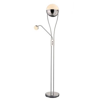 Chris Piantana Led Met.Cromo Diff.Mezza Sfera + Lamp. Lettura Acrilico Effetto Ghiaccio H. 180Cm Trio Grigio 25%
