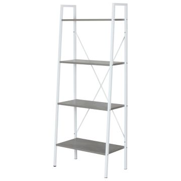 Fresno - Libreria In Legno E Metallo A 4 Ripiani 60x32x148 cm Casa Collection Grigio 10%