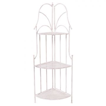Ophelia - Scaffale angolare in metallo anticato a 3 ripiani - 30x30x120 cm Casa Collection Bianco