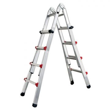 Scala Telescopica Step Up Piuma Multiuso 4+4 Gradini Boudech Argento