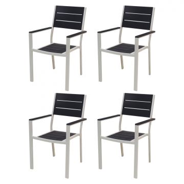 Metalwood - 4 sedie da giardino con braccioli, effetto legno Frankystar Grigio 10%