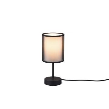 Burton Lampada Da Tavolo Metallo Nero Paralume Bianco E Diffusore Esterno Traforato Nero H. 29Cm Trio Nero