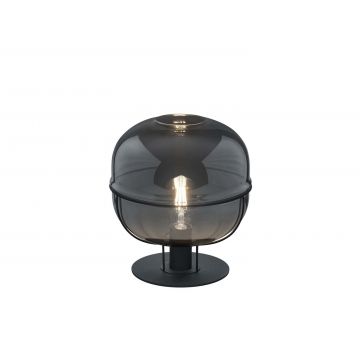 Lorena Lampada Da Tavolo Metallo Nero Vetro Fume' Cromato D. 30Cm Trio Nero
