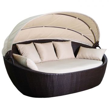 Guscio - Divano prendisole di design in polyrattan Frankystar Crema