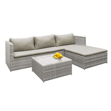 Sunset - Salottino Da Giardino Con Divano Angolare + Tavolino Frankystar Grigio cenere