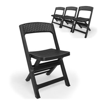 Asso - Set 4 Sedie Pieghevoli Da Giardino In Polyrattan Progarden 