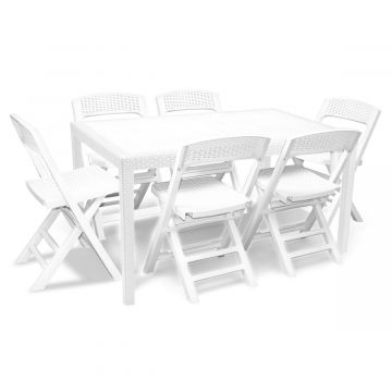 Prince + Asso - Set da pranzo per esterni - tavolo (150x90 cm) + 6 sedie pieghevoli Progarden 