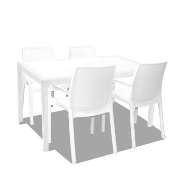 Prince + Regina - Set Da Pranzo Per Esterni Composto Da Tavolo 150X90 Cm E 4 Sedie Con Braccioli Progarden 