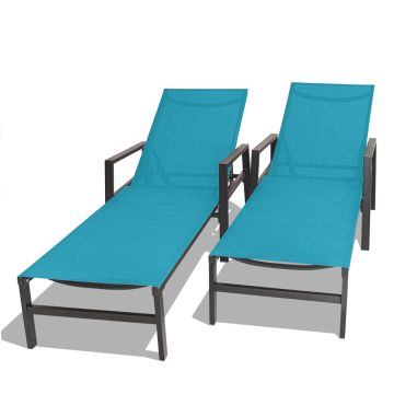 Tigri - Set Di 2 Lettini Di Design In Alluminio E Textilene Frankystar 