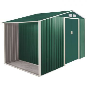 Metalgreen - Casetta Da Giardino Con Legnaia In Metallo Zincato 278X127 Cm Frankystar Verde