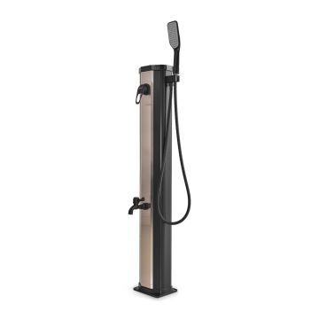 Tanaga Bronze 20 - Doccia solare bassa da giardino 20L con doccetta e rubinetto lavapiedi Frankystar Bronzo