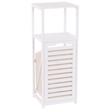 Adelaide - Mobiletto multiuso in legno di pino con 1 ripiano + 1 cesto - 36x33x98h cm Casa Collection Bianco
